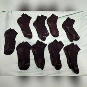 Lot of 9 Fruit of the Loom Mini Crew Socks Men Size Large Black